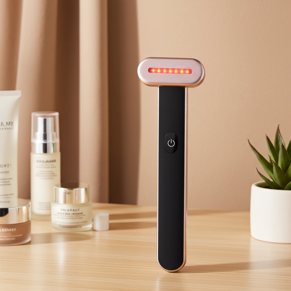 Red Light Therapy Wand for Face & Neck – 630nm LED Anti-Aging Device | Microcurrent + Heating | Collagen Booster Skin Care Tool